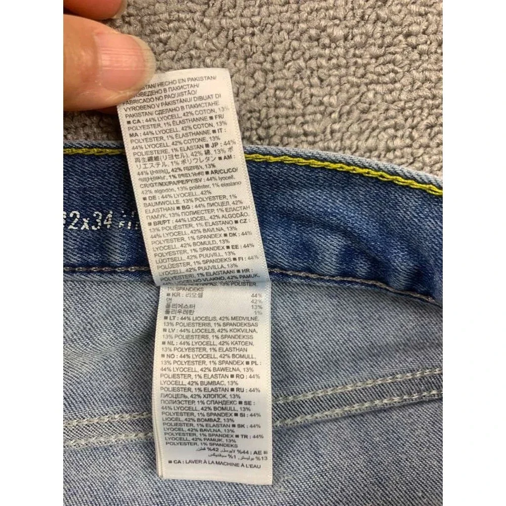 Banana Republic Jeans Traveler Straight Men Size 32x34 Blue Denim Washed‎ Cotton